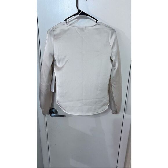 1 STATE SHEER CHIFFON LONG SLEEVED TOP SHAWL COLLAR SIZE XXS NEW - Picture 7 of 11